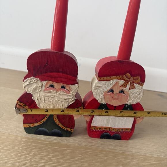 Vintage Santa Mrs Claus Scandinavian Tomte Folk Art Candle Holders Christmas - Picture 11 of 11